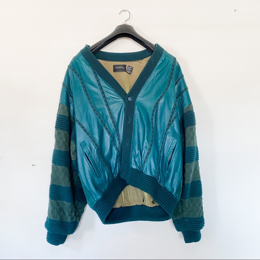 Genuine Leather and Knit Bomber